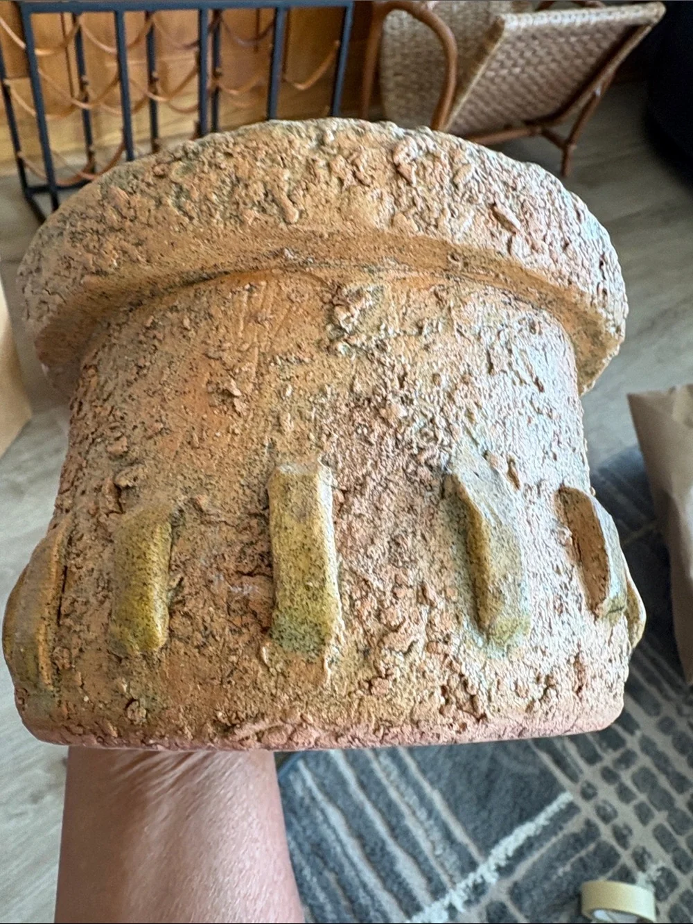 Brutalist Textured Decorative Lidded Jar in Rusty Brown